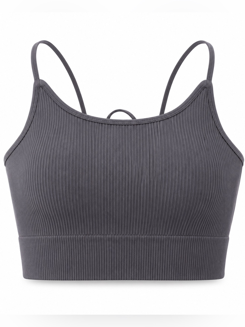 HALARA Ribbed Strappy Sports Bra in Dark Gray